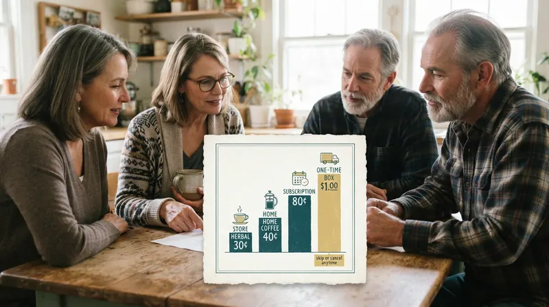 A hand-drawn price comparison chart of evening drinks in a garden notebook